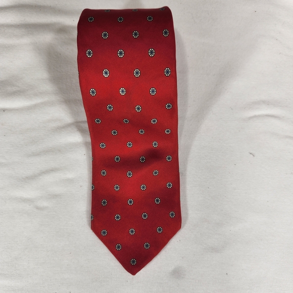 Dior Other - Dior Classic Red Tie with Blue Dots Vintage Silk